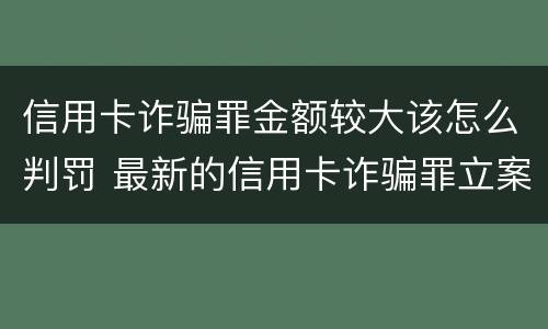 信用卡诈骗罪金额较大该怎么判罚 最新的信用卡诈骗罪立案量刑标准