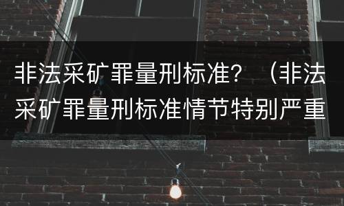 非法采矿罪量刑标准？（非法采矿罪量刑标准情节特别严重）