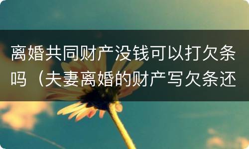 离婚共同财产没钱可以打欠条吗（夫妻离婚的财产写欠条还是借条）