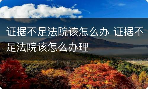 证据不足法院该怎么办 证据不足法院该怎么办理