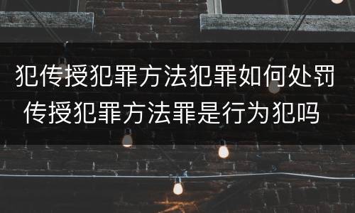 犯传授犯罪方法犯罪如何处罚 传授犯罪方法罪是行为犯吗