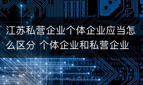 江苏私营企业个体企业应当怎么区分 个体企业和私营企业