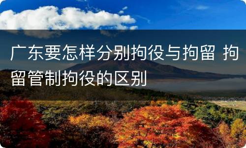 广东要怎样分别拘役与拘留 拘留管制拘役的区别