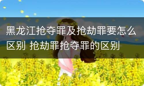 黑龙江抢夺罪及抢劫罪要怎么区别 抢劫罪抢夺罪的区别