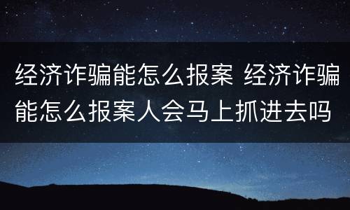 经济诈骗能怎么报案 经济诈骗能怎么报案人会马上抓进去吗