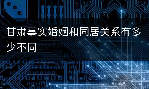甘肃事实婚姻和同居关系有多少不同