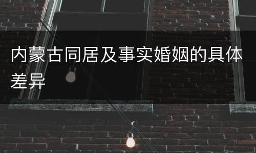 内蒙古同居及事实婚姻的具体差异