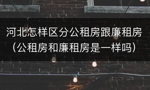 河北怎样区分公租房跟廉租房（公租房和廉租房是一样吗）