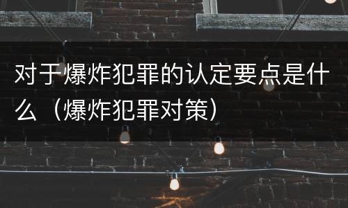 对于爆炸犯罪的认定要点是什么（爆炸犯罪对策）