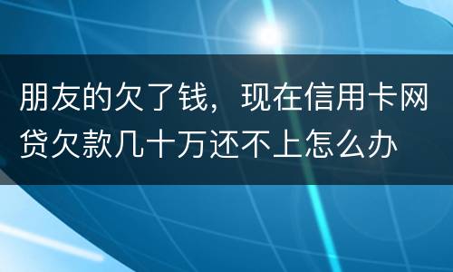 朋友的欠了钱，现在信用卡网贷欠款几十万还不上怎么办