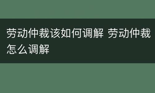 劳动仲裁该如何调解 劳动仲裁怎么调解