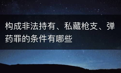 构成非法持有、私藏枪支、弹药罪的条件有哪些