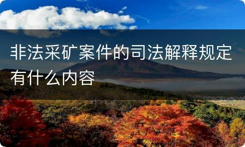 非法采矿案件的司法解释规定有什么内容