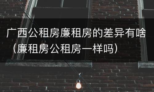 广西公租房廉租房的差异有啥（廉租房公租房一样吗）