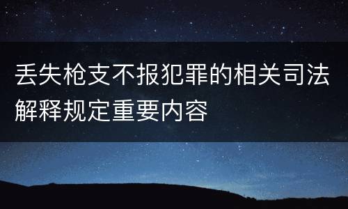 丢失枪支不报犯罪的相关司法解释规定重要内容