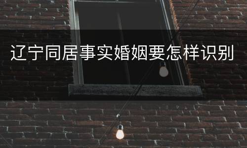 辽宁同居事实婚姻要怎样识别