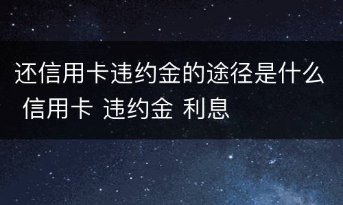 还信用卡违约金的途径是什么 信用卡 违约金 利息