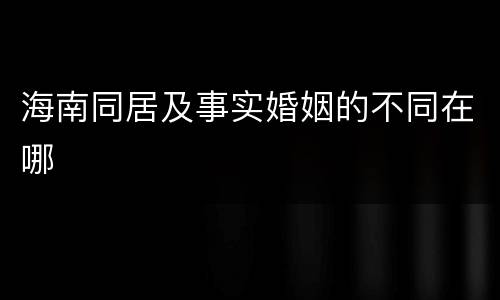 海南同居及事实婚姻的不同在哪