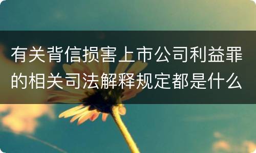 有关背信损害上市公司利益罪的相关司法解释规定都是什么