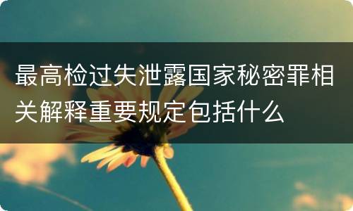 最高检过失泄露国家秘密罪相关解释重要规定包括什么