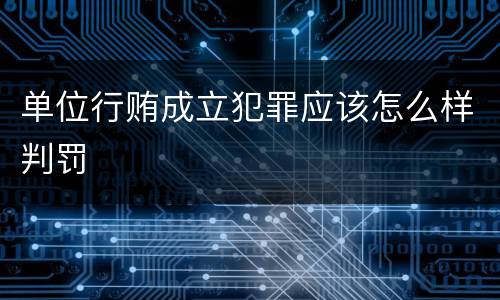单位行贿成立犯罪应该怎么样判罚