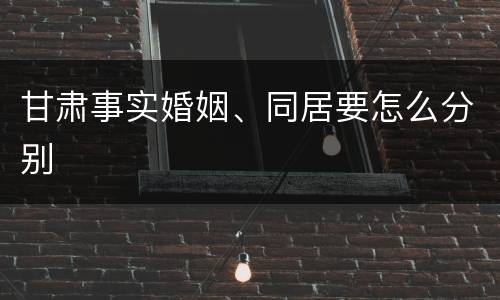 甘肃事实婚姻、同居要怎么分别