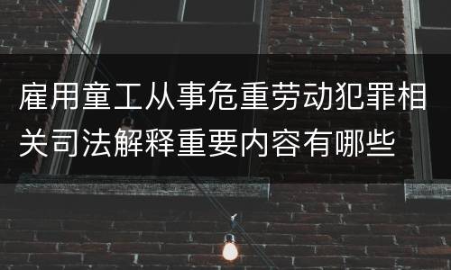 雇用童工从事危重劳动犯罪相关司法解释重要内容有哪些
