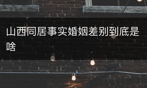山西同居事实婚姻差别到底是啥
