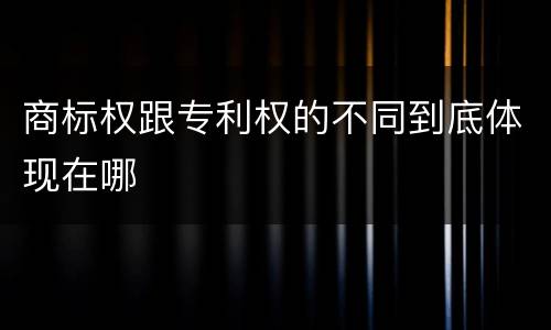商标权跟专利权的不同到底体现在哪