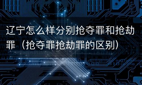 辽宁怎么样分别抢夺罪和抢劫罪（抢夺罪抢劫罪的区别）