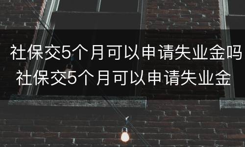 社保交5个月可以申请失业金吗 社保交5个月可以申请失业金吗多少钱