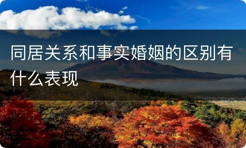 同居关系和事实婚姻的区别有什么表现