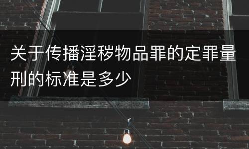 关于传播淫秽物品罪的定罪量刑的标准是多少