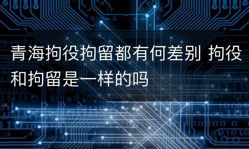 青海拘役拘留都有何差别 拘役和拘留是一样的吗