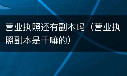 营业执照还有副本吗（营业执照副本是干嘛的）
