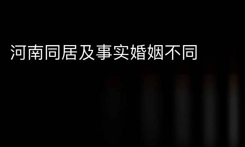 河南同居及事实婚姻不同