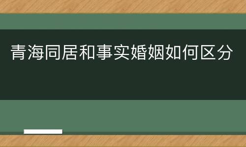 青海同居和事实婚姻如何区分
