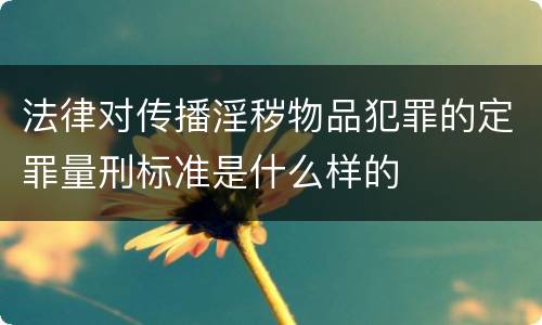 法律对传播淫秽物品犯罪的定罪量刑标准是什么样的