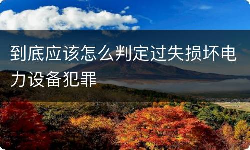 到底应该怎么判定过失损坏电力设备犯罪
