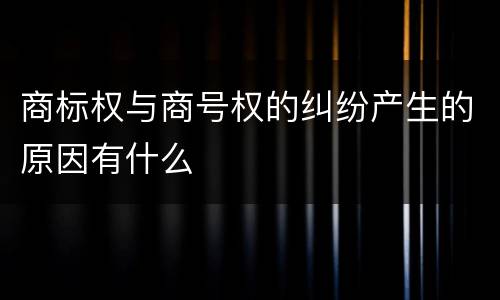 商标权与商号权的纠纷产生的原因有什么