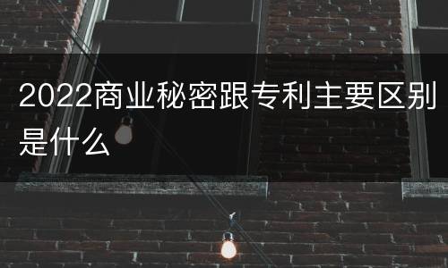 2022商业秘密跟专利主要区别是什么