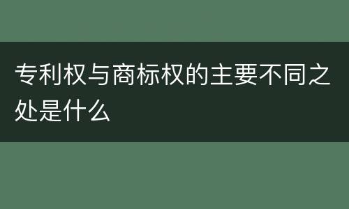 专利权与商标权的主要不同之处是什么