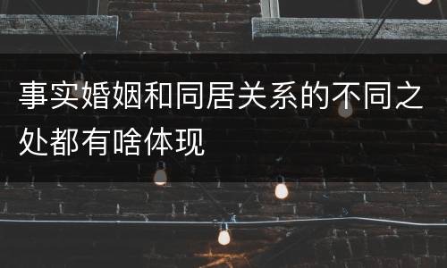 事实婚姻和同居关系的不同之处都有啥体现