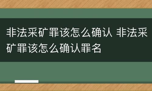 非法采矿罪该怎么确认 非法采矿罪该怎么确认罪名