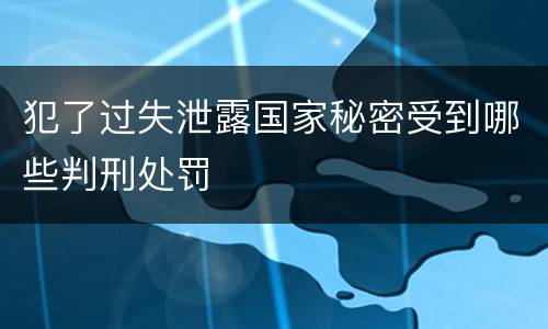 犯了过失泄露国家秘密受到哪些判刑处罚
