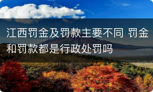 江西罚金及罚款主要不同 罚金和罚款都是行政处罚吗