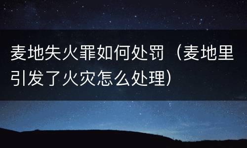 麦地失火罪如何处罚（麦地里引发了火灾怎么处理）