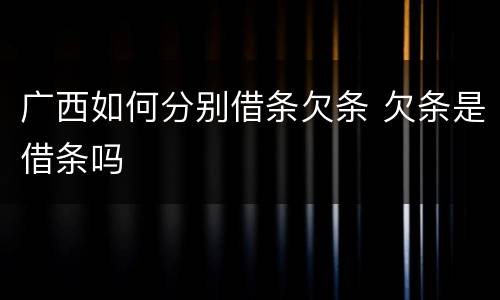 广西如何分别借条欠条 欠条是借条吗