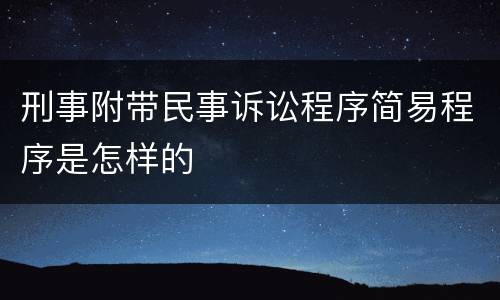 刑事附带民事诉讼程序简易程序是怎样的