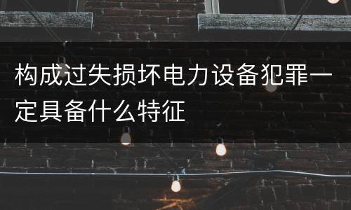 构成过失损坏电力设备犯罪一定具备什么特征